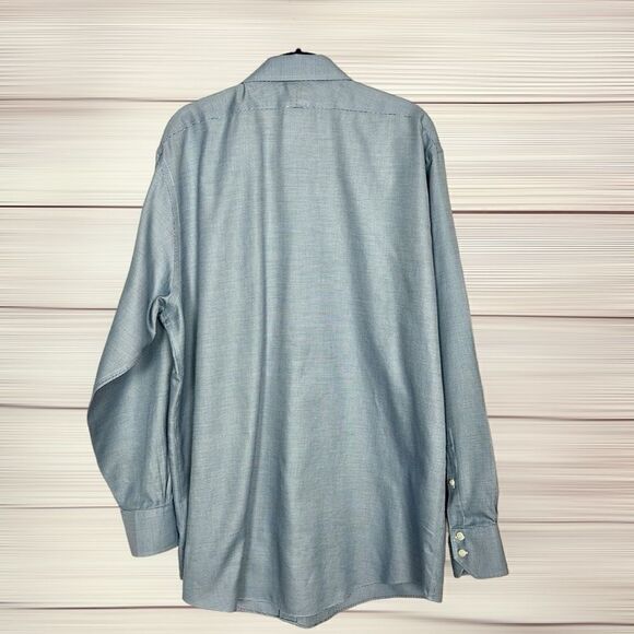 Brooks Brothers Regent Fit Button Up Shirt Cotton Houndstooth Blue White 17,5-35 - Picture 9 of 10